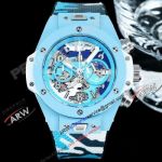 Replica Hublot Big Bang Chronograph Sky Blue Camouflage Strap Watch